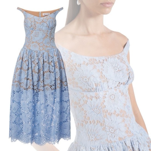 NWT- Self-Portrait Blue Midi Dress in Floral Lace - Picture 11 of 17